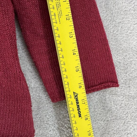 Beverly Mehe Sweater S Red Silk Knit Cardigan Button Front 3/4 Sleeve Rhinestone - Picture 12 of 14